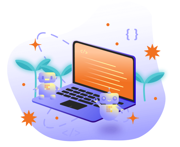 Student-built robot with laptop